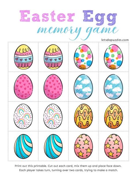 printable easter egg memory games