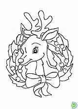 Noel Renas Renne Colorier Pere Coloriages Couronne Reindeer Sleigh sketch template