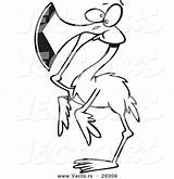 Flamingo Vector Cartoon Covering Mouth Outline Coloring His Ron Leishman Royalty sketch template