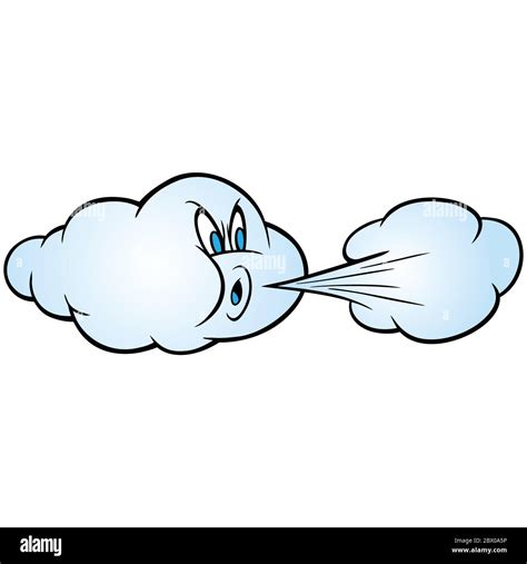wind blowing  cartoon illustration   cloud blowing  cold air