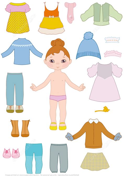 child girl paper doll  clothes  printable papercraft templates