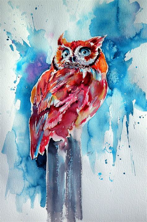cute owl original animal painting owl painting painting
