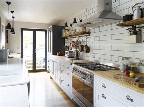 this shaker style galley kitchen merges vintage with contemporary