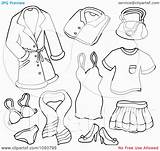 Coloring Clothing Pages Items Fashion Clip Printable Female Clipart Colouring Collage Digital Visekart Royalty Illustration Girls Rf Dresses Dress Barbie sketch template