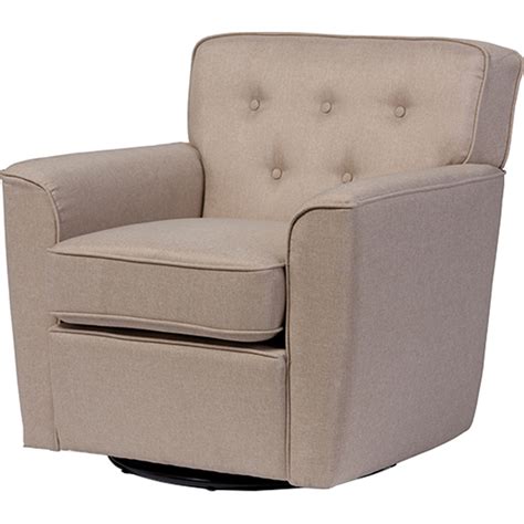 canberra fabric upholstered swivel lounge chair button tufted beige
