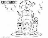 Coloring Pages Pocoyo Umbrella Characters Under Kids Printable sketch template