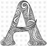 Coloring Pages Letter Mandala Letters Capital Alphabet Printable Doodle Drawn Vector Rfclipart sketch template