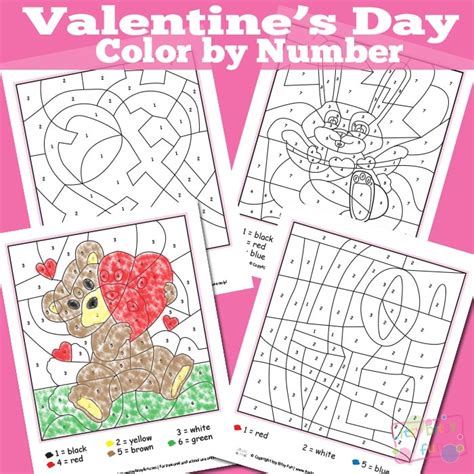 valentines day color  numbers worksheets itsybitsyfuncom
