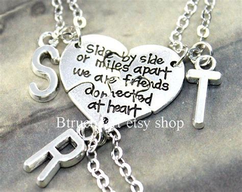 3 best friend necklace side by side or miles apart puzzle etsy