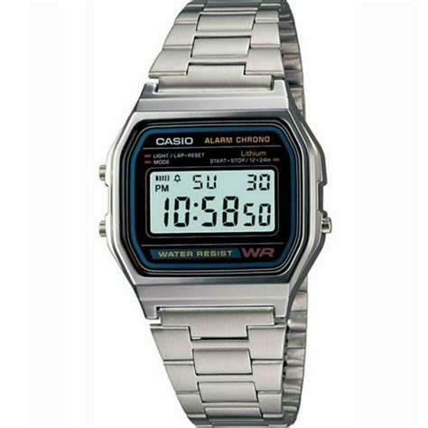 casio casio mens classic digital stainless steel bracelet   alarm  stopwatch