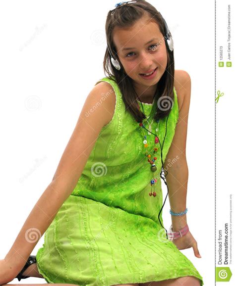 Cute Teen Girl Wearing Headphones Stock Image Image Of