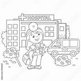 Hospital Coloring Doctor Cartoon Outline Near Vector Contents Comp Similar Search sketch template