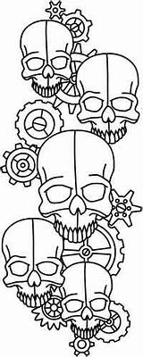 Coloring Skull Pages Embroidery Skulls Urban Threads Clockwork Patterns Steampunk Leather Designs Urbanthreads Tooling Paper Cross Pattern Carving Stitch Book sketch template