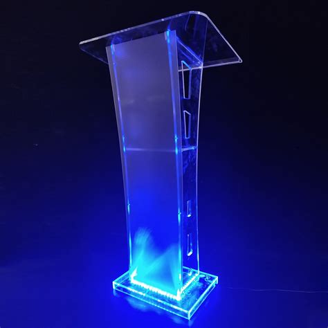 buy clear podium stand  blue led light acrylic podium lectern