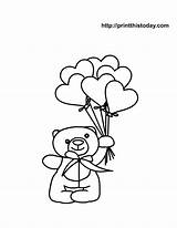 Heart Bear Coloring Teddy Pages Balloons Holding Birthday Card Cute Clipart Hearts Printable Colouring Color Shaped Popular Getcolorings Library Printthistoday sketch template