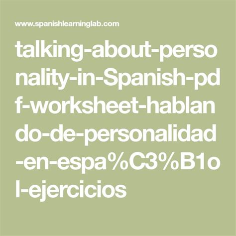 talking  personality  spanish  worksheet hablando de personalidad en espacbol