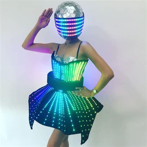 smart led light  eva foam dress rave outfits rainbow dress outfits