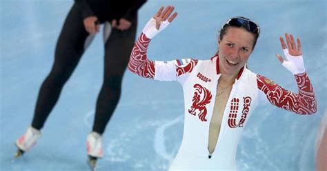 oops speed skater olga graf avoids embarrassing moment after unzipping