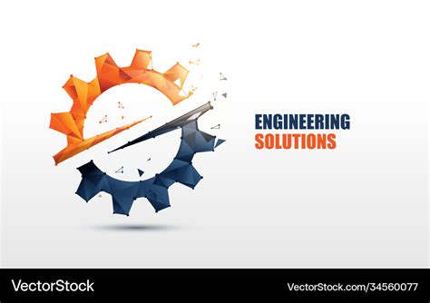 engineering gear logo  poly model design vector image