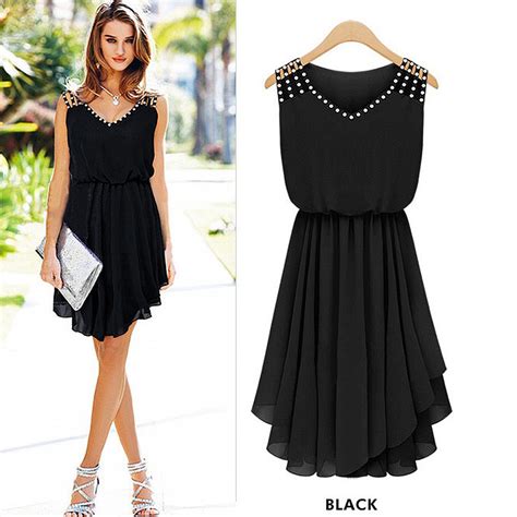 sexy sleeveless evening cocktail party dress womens lady