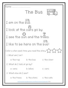 kindergarten sight word reading comprehension passages  sarah eisenhuth