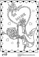 Valentine Spongebob Coloring Pages Patrick Sandy Squirrel sketch template