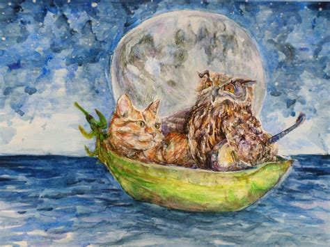 owl and pussycat giclee print pea green boat edward lear etsy