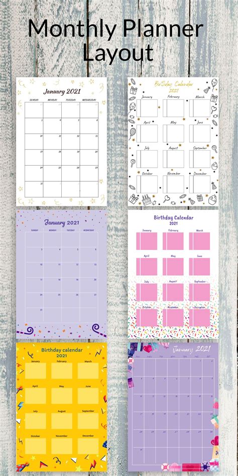 pin  monthly planner template