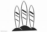 Surfboard Sand Surfboards Coloring Pages Three Printable Kids Color Bettercoloring sketch template