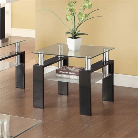 Coaster Furniture Glass Top End Table With Glass Shelf