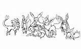 Eevee Coloring Pokemon Pages Evolutions Printable Flareon Uncolored Vaporeon Umbreon Animals Cute Template Sketch Sheet Cartoon Printouts Colouring Library Clipart sketch template
