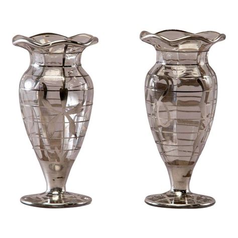 Pair Silver Overlay Glass Vases In 2020 Glass Vase Vase