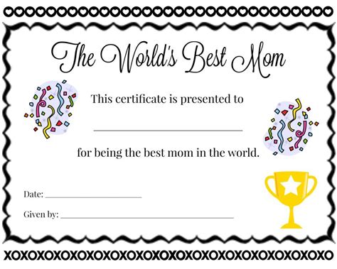 printable  mom certificate  mom mothers day coloring pages