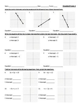 standard form   linear equation worksheet worksheet information