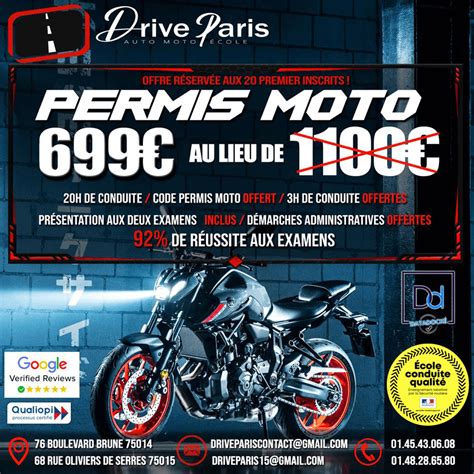 permis moto a2 drive paris auto école