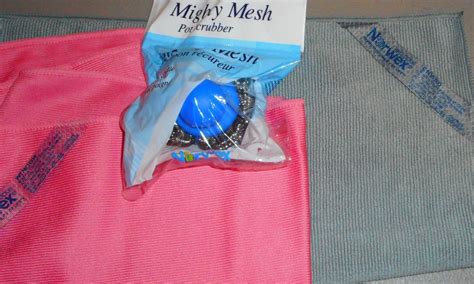 norwex basic package gray envirocloth pink window cloth  mighty pot scrubber cleaning