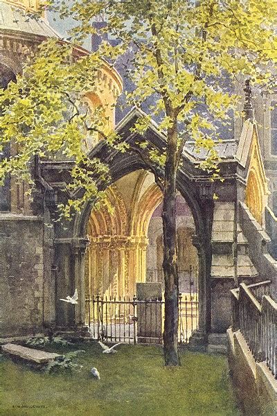 porch temple church london  ernest haslehust   antique print