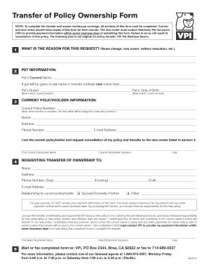 pet ownership transfer form pdffiller