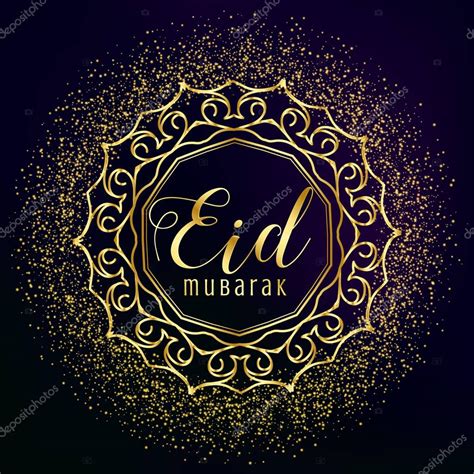 eid mubarak greeting  golden mandala decoration  glitter stock