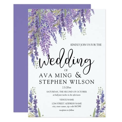 beautiful wisteria tree watercolor wedding invitation in