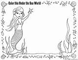 Coloring Pages Sea Under Party Underwater Scene Printable Activity Color Clipart Sheets Mermaid Colouring Kids Print Activities Invitations Games Creatures sketch template