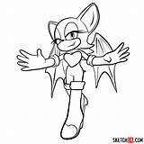 Sonic Rouge Bat Hedgehog Draw Drawing Characters Games Sketchok Easy Step sketch template