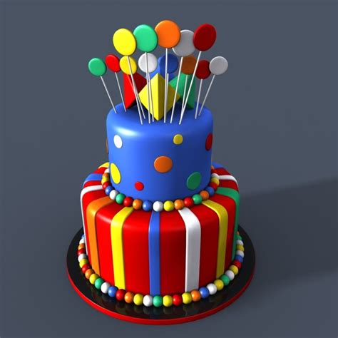 3d Models Birthday Cake 3d Model Max Obj Fbx