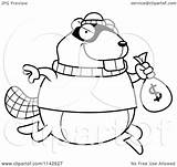 Bank Beaver Robbing Clipart Cartoon Outlined Coloring Vector Cory Thoman Royalty sketch template