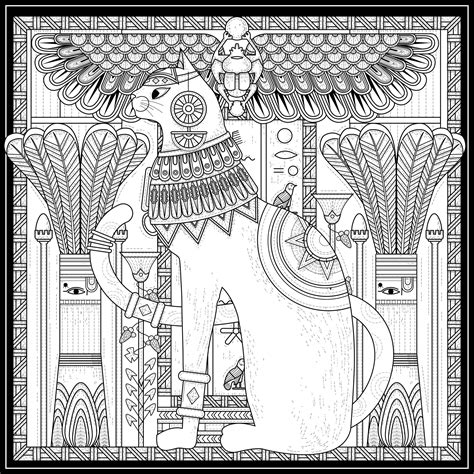 egypt cat egyptian style  symbols  kchung egypt adult coloring pages