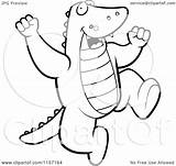 Alligator Jumping Cartoon Clipart Happy Outlined Coloring Vector Cory Thoman Royalty sketch template