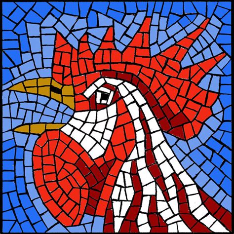 mosaic pattern crowing rooster