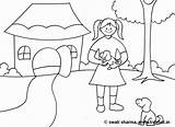 Coloring Animals Pages Girl Puppy Holding sketch template