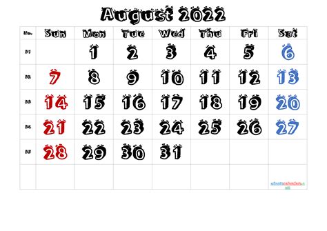 printable august  calendar premium
