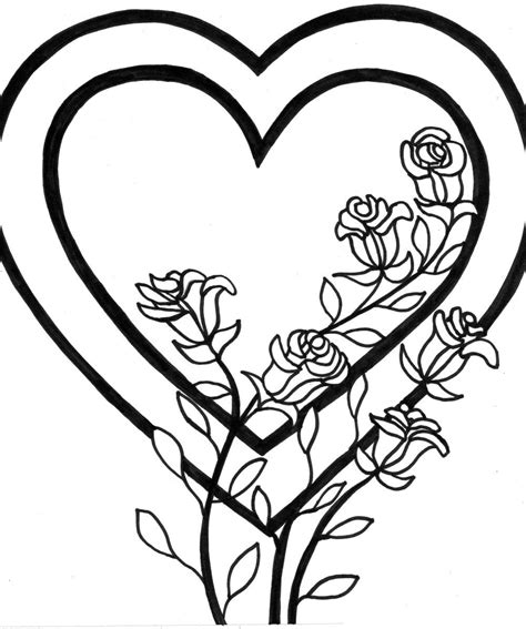 coloring pages  hearts  flowers   usable educative printable